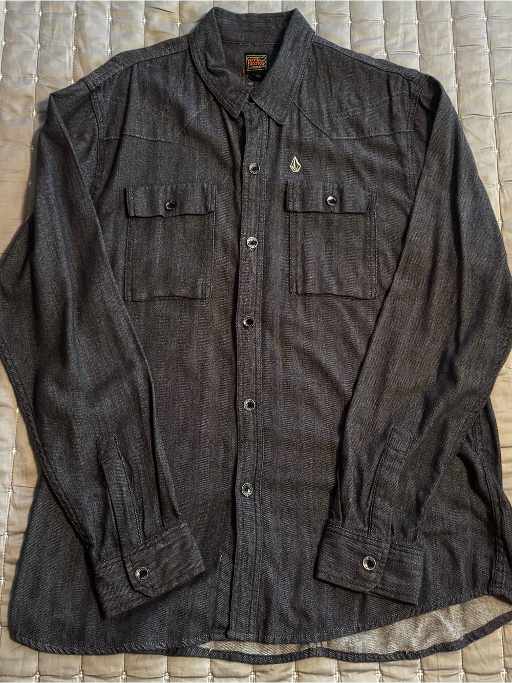 Volcom work Men's Charcoal Button-Front Utility Shirt Jacket